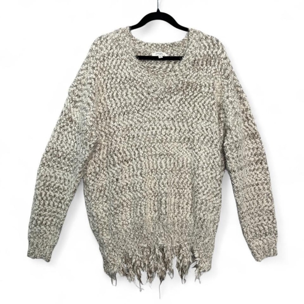 Umgee Marled Chunky Knit Fringe Sweater Sz 2XL Boho Cozy Oversized Cottagecore